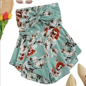 Strapless Floral Romper